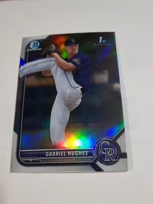 Gabriel Hughes 2022 1st Bowman Draft Chrome Silver Refractor Rookie RC Rockies - Image 1 of 2
