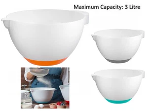 3L Mixing Bowl Non Slip Plastic  Rubber Base Baking Bowl with Spout and Handle - Picture 1 of 12