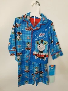 Thomas The Train Toddler Boys Fleece Christmas Pajama Set NWT Sz 18M Blue - Picture 1 of 5