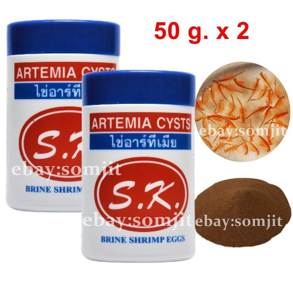 6 Jars of Great Salt Lake Artemia Cysts Brine Shrimp Fish Food Total 300 Grams