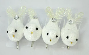 Dekostecker 4er Set Schneevögel mit Klammer - Dekovogel Christbaumschmuck - Bild 1 von 2