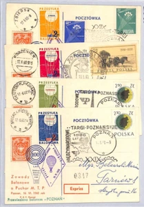 POLAND Cards{4}Air Mail BALLOON Poznań International Fair Cup 1960{samwells}ZD68 - Picture 1 of 8