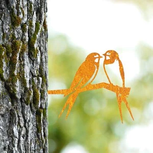 Steel Pair of Swallows Tree Spike in Rustic - Picture 1 of 5