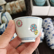 Chinese Jingdezhen Blue and White Doucai Porcelain Flowers Teacup Cup 2.40 inch