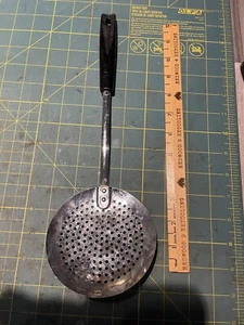 EKCO Chromium Plated Skimmer Strainer Slotted Spoon Cooking Utensil Black USA - Picture 1 of 6