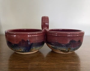 Carl Sheehan Studio Pottery Double Candy Or Sauce Dish With Single Ring Handle - Picture 1 of 12