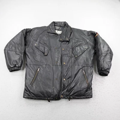 Chaqueta de ganso triple grasa vintage para hombre abrigo acolchado de cuero negro mediano Foto 1 de 4