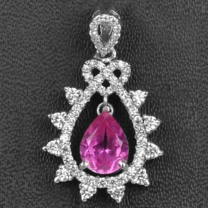 Ciondolo donna argento sterling 925 tormalina rosa naturale 3,03 ct forma pera - Foto 1 di 4
