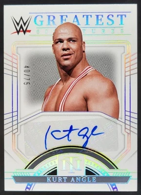 2024 Panini National Treasures WWE Kurt Angle WWE's Greatest Silver /75 Auto NE - Image 1 of 4