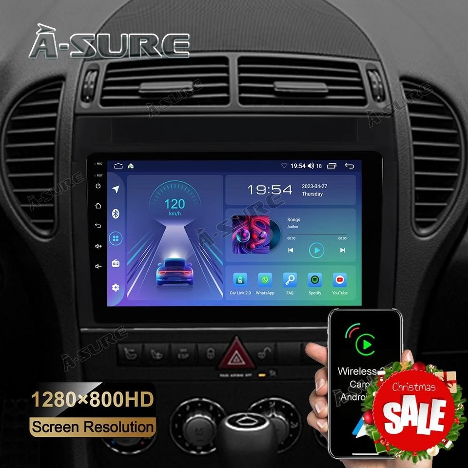 Para MERCEDES BENZ SLK-R171 SLK350 9" Android 14 Coche GPS Radio Estéreo CarPlay 32G Foto 1 de 4