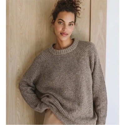 Jenni Kayne Oversized Fisherman Pullover Crewneck Sweater Brown size XXS - Image 1 of 4