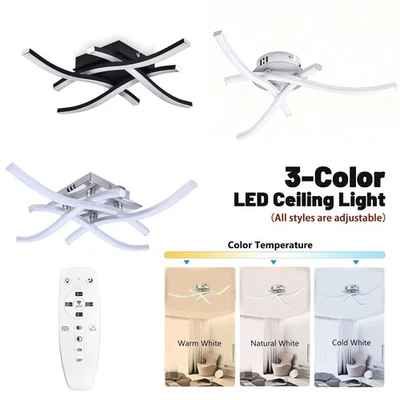 Ceiling Light 3 Wave Lights Modern Kitchen Living Room Bedroom Lamp LED Dimmable