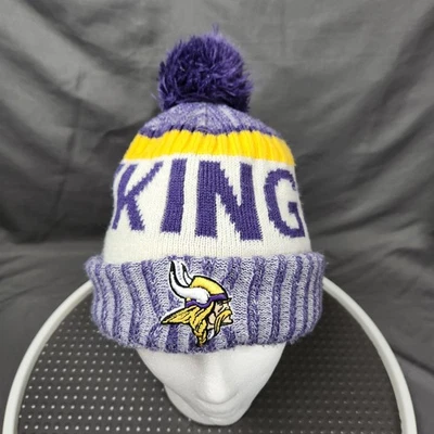 Minnesota Vikings Sombrero Gorro Para Hombres Talla Única Púrpura NFL Fútbol Pom Nueva Era Foto 1 de 4