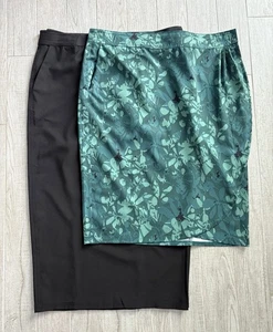 Lot Of 2 RipSkirt Hawaii Green Floral & Black Wrap Skirts  Length 3 & 4 - Picture 1 of 9
