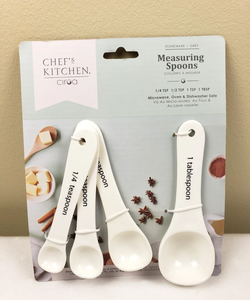 🌻Chef's Kitchen White Farmhouse Style Ceramic Measuring Spoons- Set of 4 - Image 1 of 1