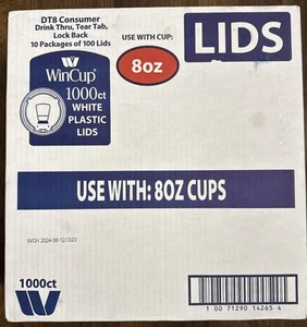 WinCup Foam Plastic Lids for 8 Oz 1000 Ct White - Picture 1 of 2
