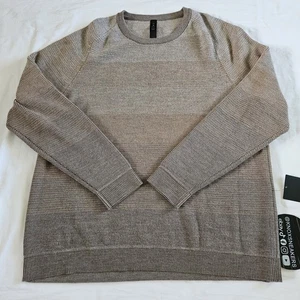Lululemon Textured Knit Crewneck Sweater EDSB Brown Beige Men's Size XXLarge - Picture 1 of 8