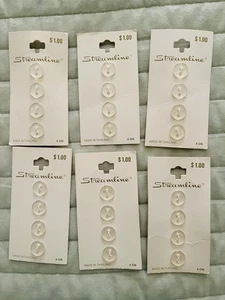 24 Vintage Streamline 2-Hole Buttons 4 on Original Card Clear 7/16” NOS - Picture 1 of 3