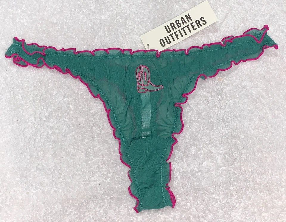 OUT FROM UNDER Sweet Nothings Cowboy Boot Ruffle Edge Thong Panty Womens XL 8 - Image 1 of 4