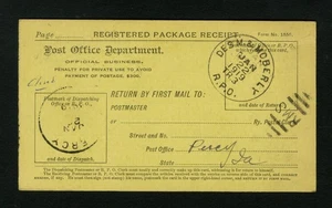 United States 1919 Post Office Registered Package Receipt - Moberly, MO R.P.O. - Picture 1 of 2