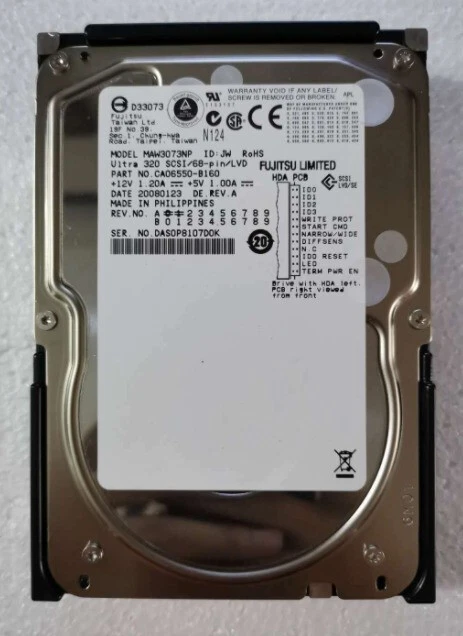 1pcs MAW3073NP 73G U320 10K RPM 68PIN SCSI Hard Disk - Image 1 of 1