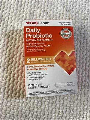 Probiótico diario CVS 2 mil millones de UFC 30 cápsulas vegetales nuevo suplemento dietético Foto 1 de 4