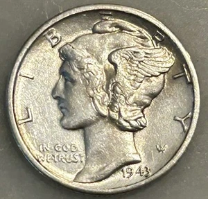 1943-D Mercury Dime - XF - Extremely Fine - 90% Silver - Picture 1 of 3