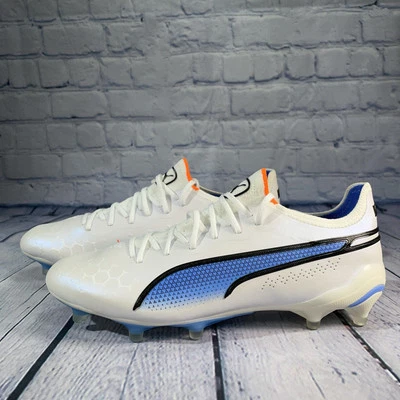 Puma King Ultimate FG/AG Soccer Cleats White Blue Shoes 107262-01 Womens Sz 8.5 - Image 1 of 4