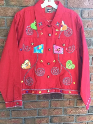 Не связывайтесь с Texas женщин красный куртка размер XL/вышивка сердца кнопки/NWOT - Изображение 1 из 4