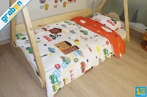 Single Bedding Set Printed Duvet Cover & Pillowcase Reversible Car Story &Clouds - Picture 1 of 12