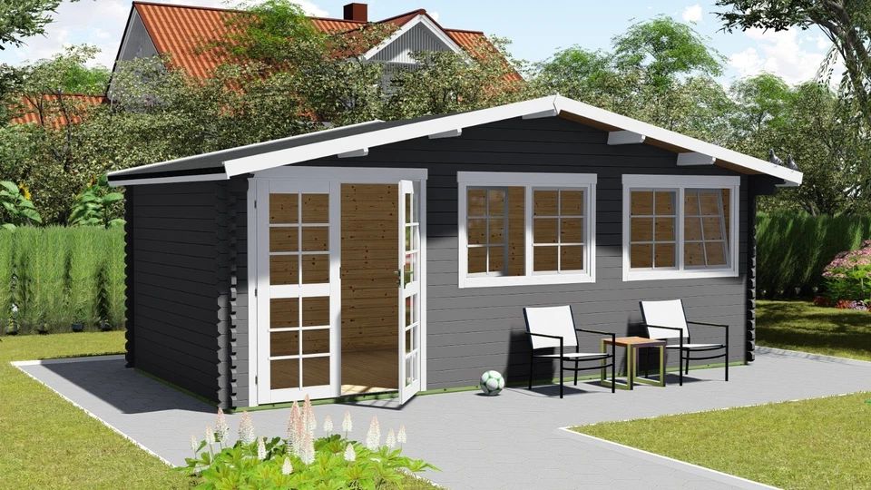 Gartenhaus Holz Fußboden 28mm ISO Blockhaus 6x3m 0.5m 40mm Regensburg 40052f