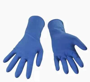 RHINO ORIGINAL LATEX 14 Mil Powder-Free BLUE Gloves 50pc / Box "HEAVY DUTY" - Picture 1 of 7