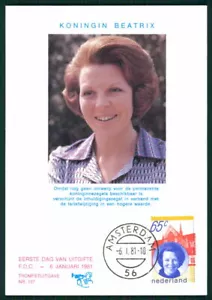 OLANDA MK 1981 REGINA KONINGIN BEATRIX MASSIMA CARD MAXIMUM CARD MC ek23 - Foto 1 di 2