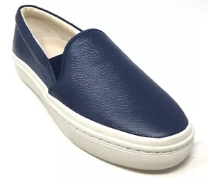 Soludos Ibiza Women's Size 8.5 Marine Blue Leather Slip-on Sneakers Shoes - Picture 1 of 7