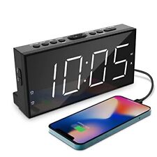 Horloge d'alarme numérique pour chambre à coucher, grand écran DEL 7" fort, port de charge USB