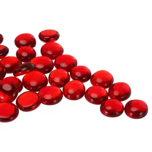 Glass Beads,36pcs Flat Glass Gemstone Transparent Dark Red 0.44lbs Glass Pebble - Picture 1 of 6