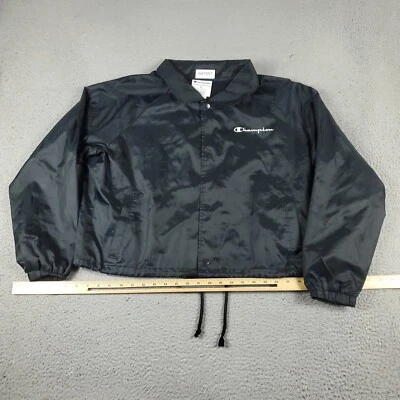 Champion 夹克女式 XL 黑色作物上衣全拉链风衣女士 * — 第 1/4 张图片