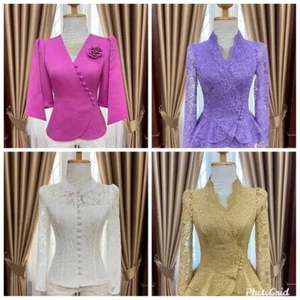 Thai silk lace Dress shirt blouse Fashion Beautiful Casual elegant lady - Picture 1 of 33