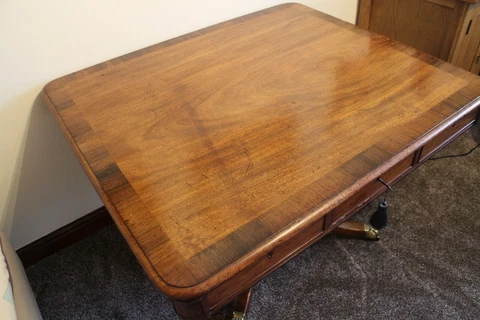 Superb Quality Antique Regency mahogany Rosewood crossbanded  Library Table Cover