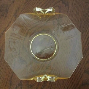 Fostoria Fairfax Topaz Bow Handles Canape Plate Tray BonBon Curled Edge 6 7/8" - Picture 1 of 5