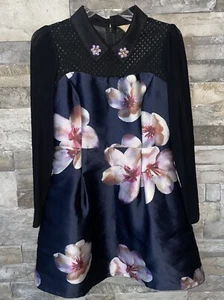 Gorgeous Black & Navy Collared Floral Dress, Amazing Quality (See Description) - Picture 1 of 7