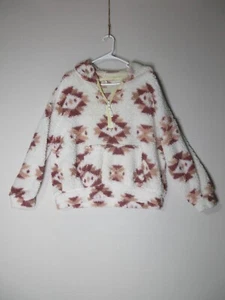 No Boundaries Girls Argyle Print 1/4 Zip Hoodie Sweater Long Sleeve Size L White - Picture 1 of 7