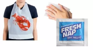 Disposable Adult Size Poly Lobster Bibs, Lightweight High Quality + 30 Wipes - Picture 1 of 6