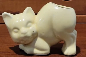 Vintage Mid Century Pottery Planter YELLOW CAT Succulent Planter Unsigned - Picture 1 of 9