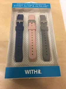 WITHit - Band Kit für Fitbit Alta und Alta HR (3er Pack) - Grau/Marine/Pink - ORIGINAL - Bild 1 von 2