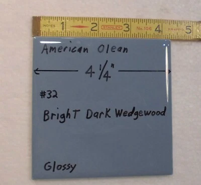 1 pc. Madera de cuña oscura brillante, azulejo de cerámica azul brillante #32, American Olean 4-1/4" Foto 1 de 4