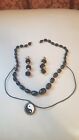 Vintage Black Necklace, Choker And Earings
