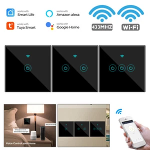 Tuya Smart WiFi 433MHz 1/2/3 Button Touch Light Switch NO Neutral Wire Required - Picture 1 of 28