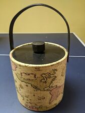 Vintage Irvinware Mid Century Ice Bucket World Map Globe 8" Barware Excellent