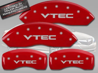 Cubiertas de pinza de disco de freno MGP rojas delanteras + traseras 2007-2008 Acura TL tipo S "VTEC" Foto 1 de 4